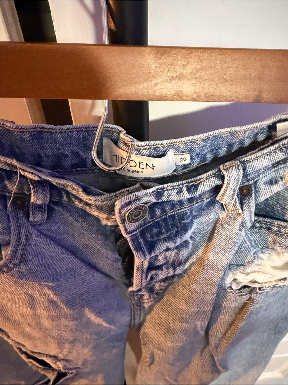Hidden Jeans Relaxed Fit Women's Distressed Blue Jeans